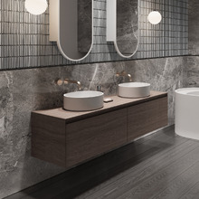 Lune 380mm Matte White Round Solid Surface Above Counter Basin